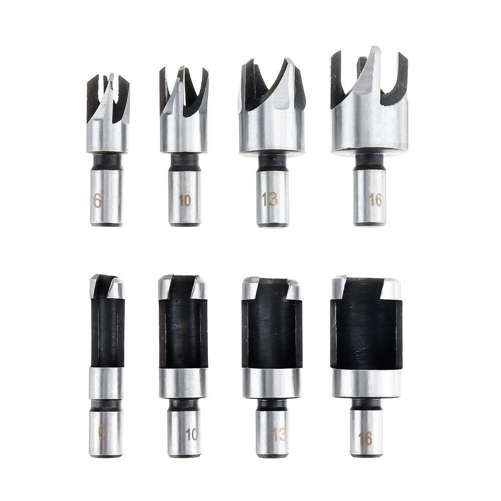 Drillpro 23pcs Woodworking Chamfering Countersunk Drill Bit Set 5 Flute Chamfering Drill Wood Plug Cutter Automatic Center Punch Drill - MRSLM