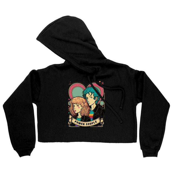 Power Couple Women's Cropped Hoodie - Love Cropped Hoodie - Art Hooded Sweatshirt - MRSLM