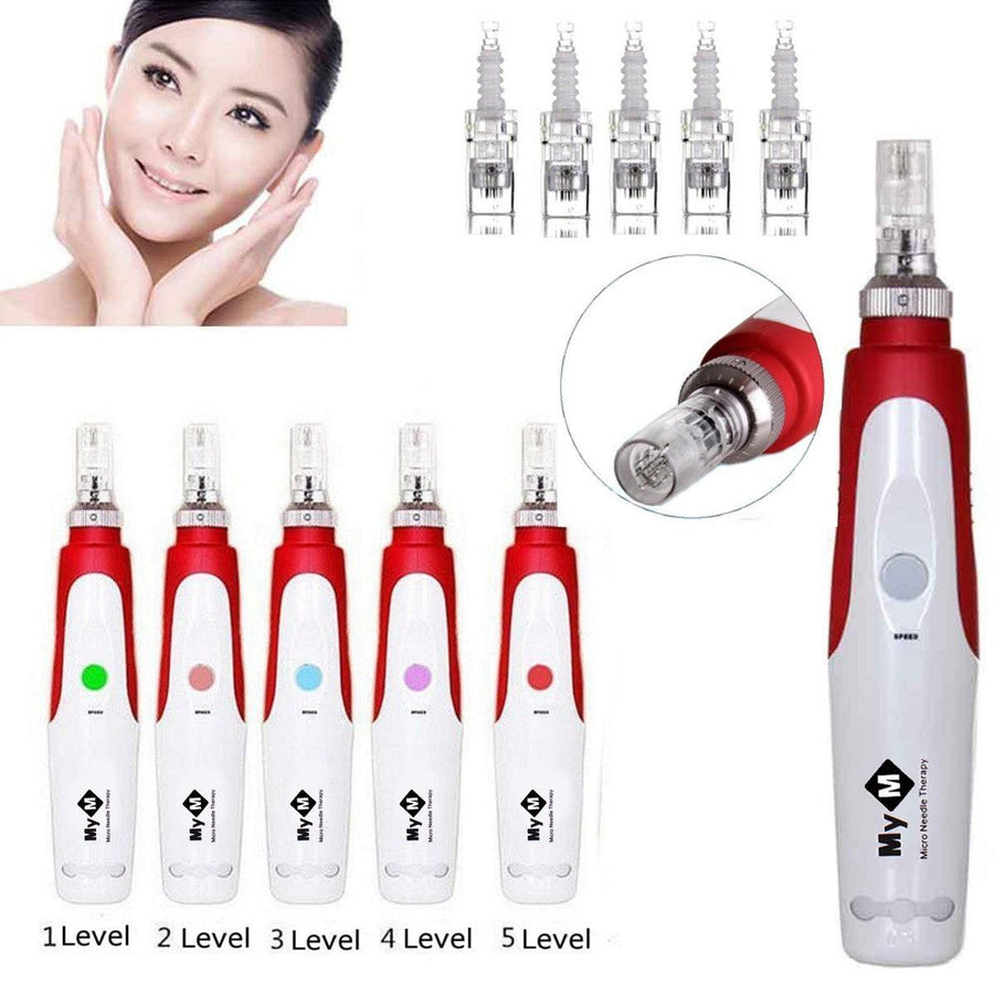 Anti Aging Electric Pen Stamp Auto Facial Micro Needle Roller Skin Acne Remove - MRSLM