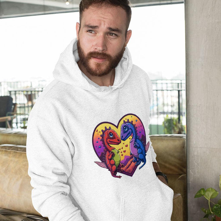 Dinosaurs in Love Hooded Sweatshirt - Art Hoodie - Unique Hoodie - MRSLM