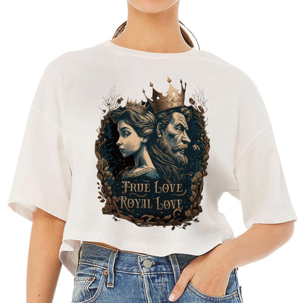 Royal Love Women's Crop Tee Shirt - Printed Cropped T-Shirt - Colorful Crop Top - MRSLM