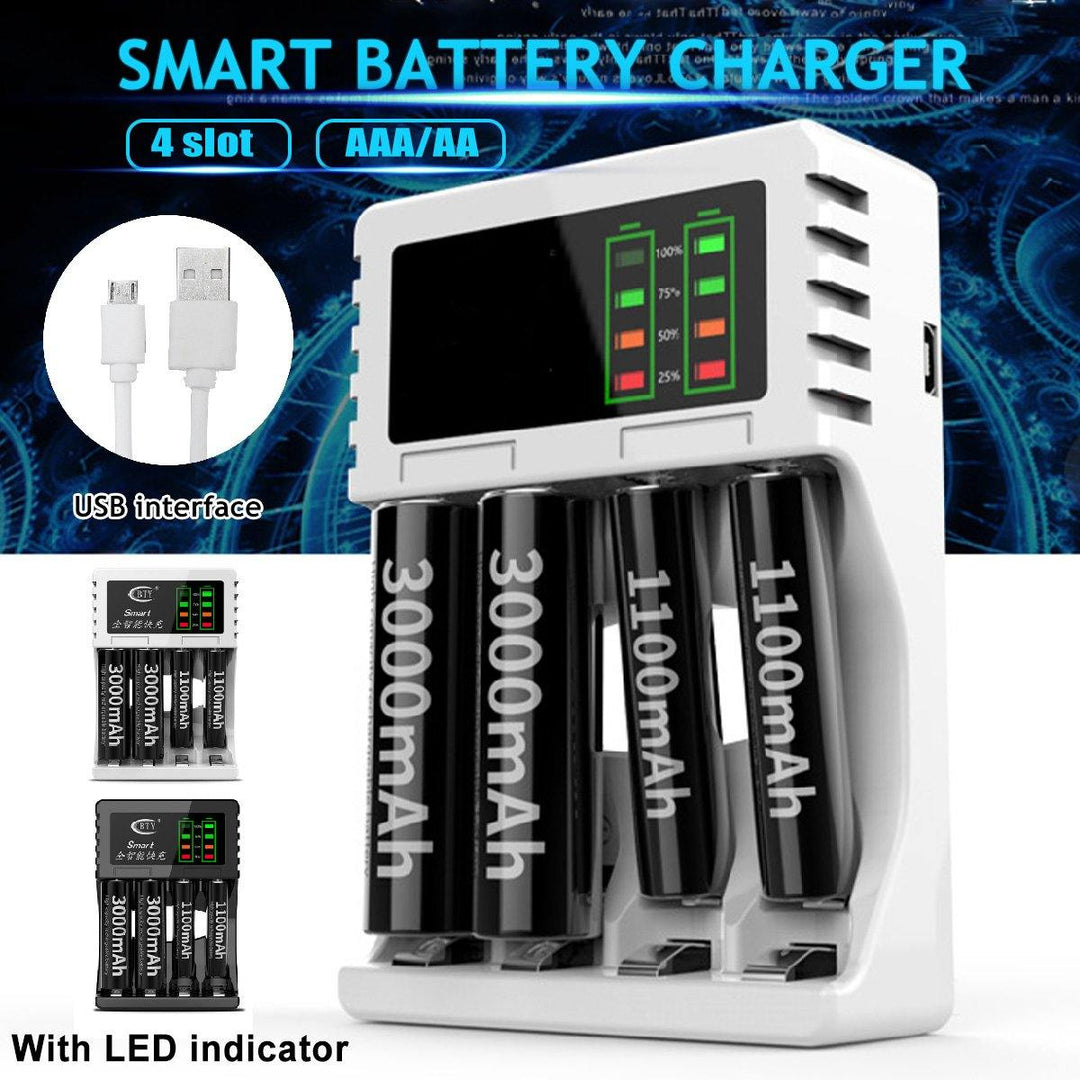 5V 1A 4 Slots USB Rechargeable Battery Charger Fast Charging For AA/AAA Battery - MRSLM