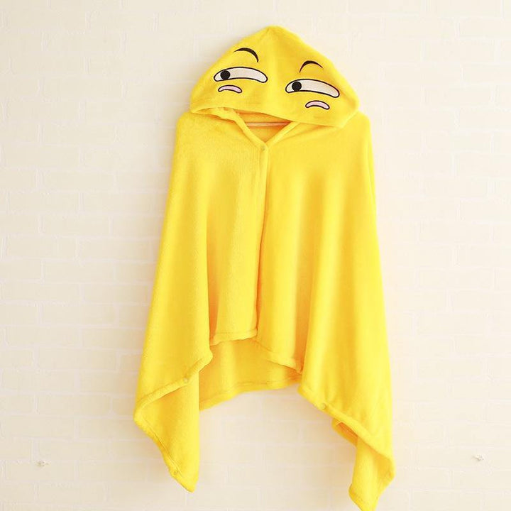 110x145cm Plush Toy Funny Expression Cloak Cape Shawl Coral Fleece Air Conditioning Blanket - MRSLM