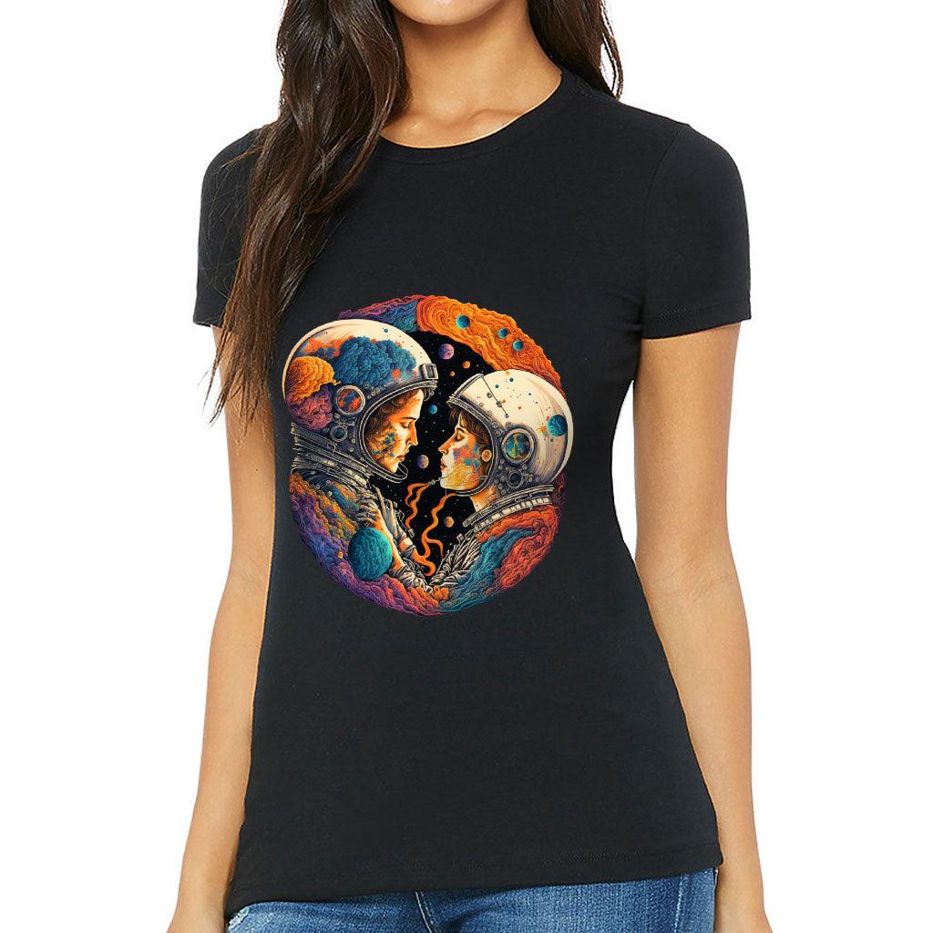 Love Astronaut Slim Fit T-Shirt - Fantasy Women's T-Shirt - Art Slim Fit Tee - MRSLM