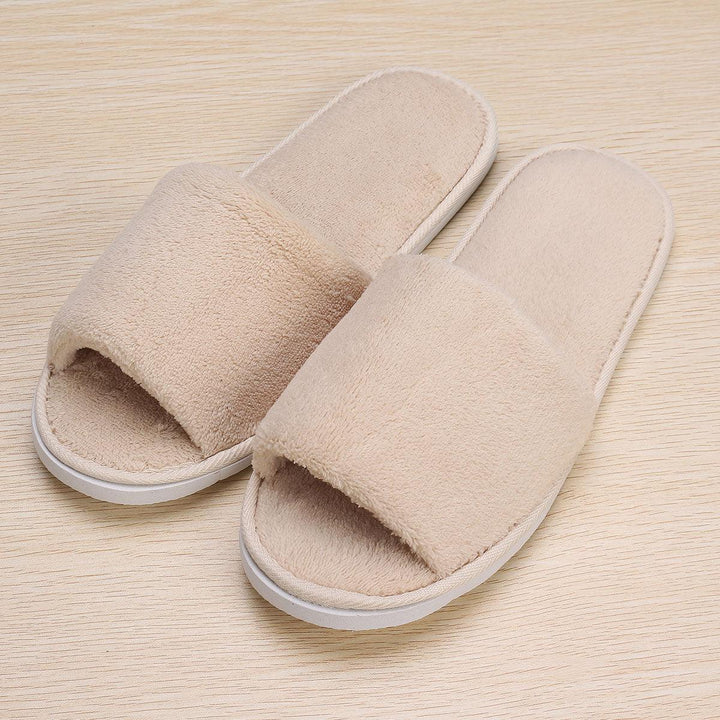 Men Women Coral Velvet Open Toe Hotel Home Spa Slippers Travel Shoes Thick 7mm - MRSLM