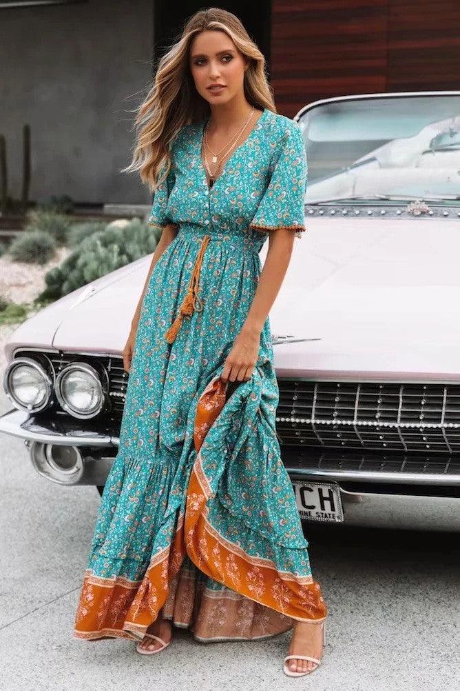 Bohemian V-neck dress - MRSLM