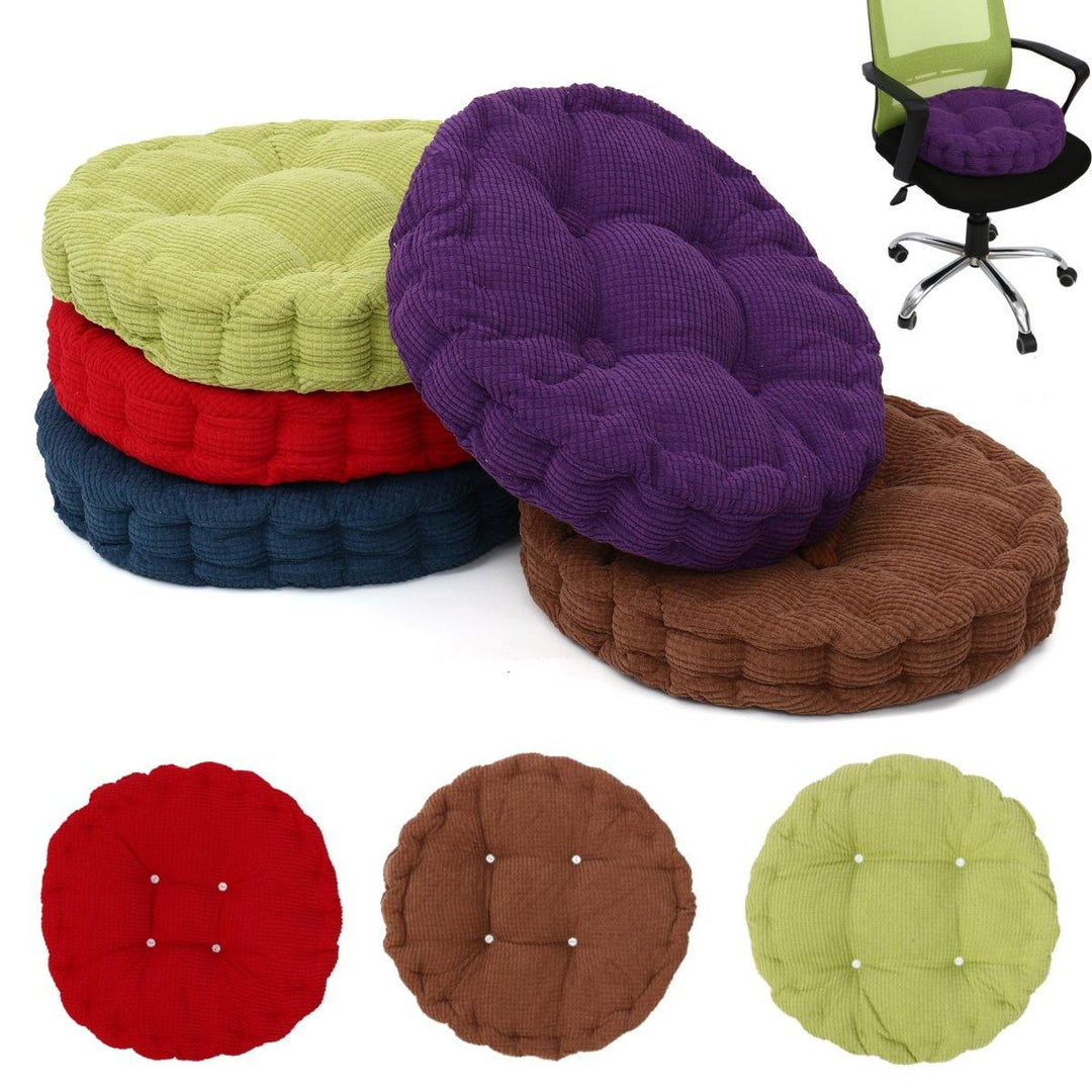 Round Corduroy Chair Pad Cushion Cover Thicker Patio Car Office Seat Sofa Tatami Mat - MRSLM