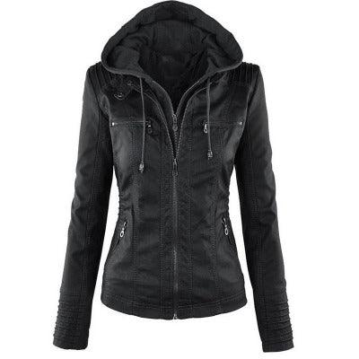 Europe Hot Removable Solid Leather Jacket Lapel Ms. - MRSLM