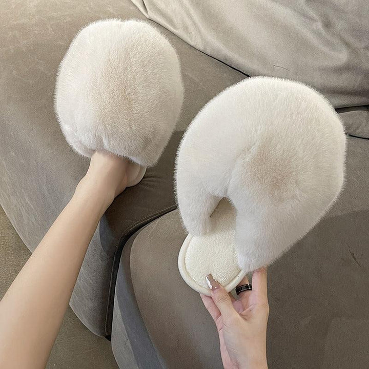 Ladies Autumn And Winter Indoor Plush Warm Cotton Slippers - MRSLM