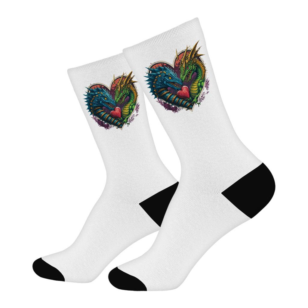 Animal Themed Socks - Dinosaur Graphic Novelty Socks - Colorful Crew Socks - MRSLM