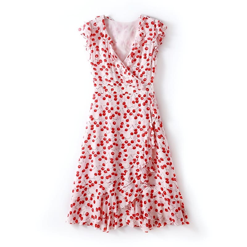 Women's Ruffled Printed A-Line Dress