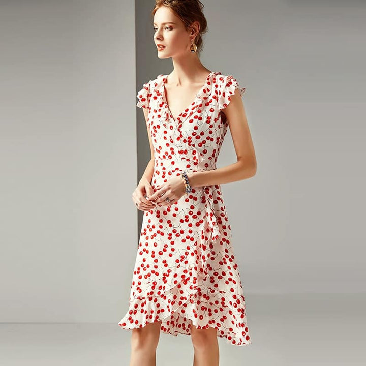 Women's Ruffled Printed A-Line Dress