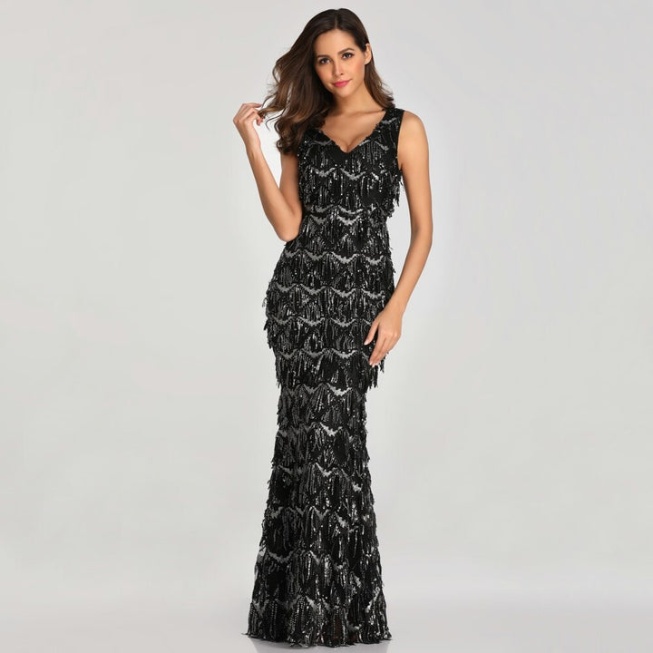 Elegant Long Sequined Dress for Women