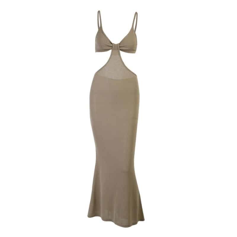 Sexy Backless  Maxi Dress with Spaghetti Straps and Cutouts