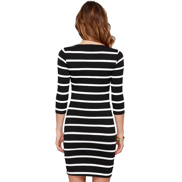 Casual Striped Long Sleeve Dress