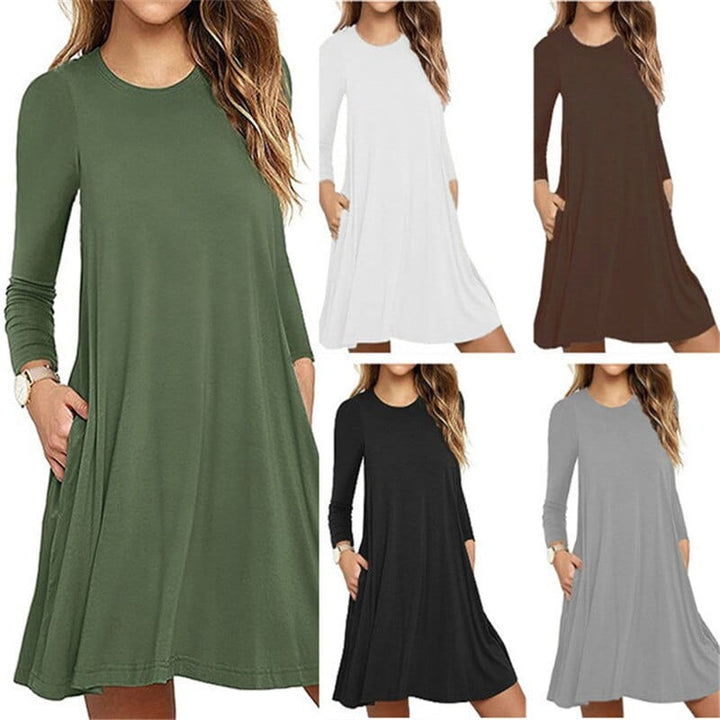 Casual Thin Women's Long Sleeved A-Line Dress