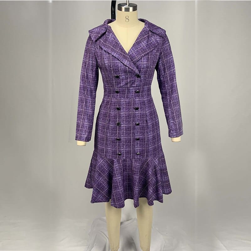 Women's Office Pencil Plaided Dress