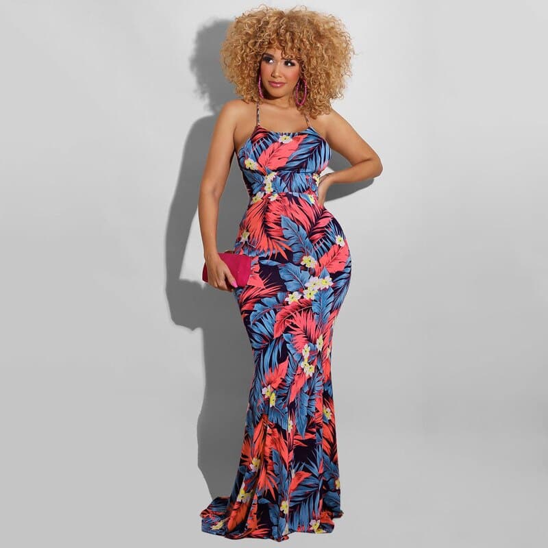 Printed Bodycon Maxi Dress