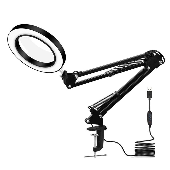 DANIU Lighting LED 5X 740mm Magnifying Glass Desk Lamp with Clamp Hands USB-powered LED Lamp Magnifier with 3 Modes Dimmable - MRSLM