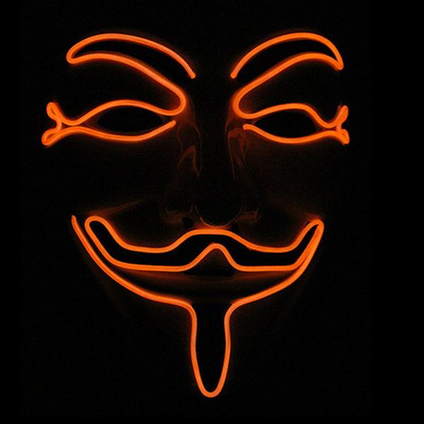 Halloween V-Vendetta Mask LED Luminous Flashing Face Mask Party Masks Light Up Dance Halloween Cosplay - MRSLM