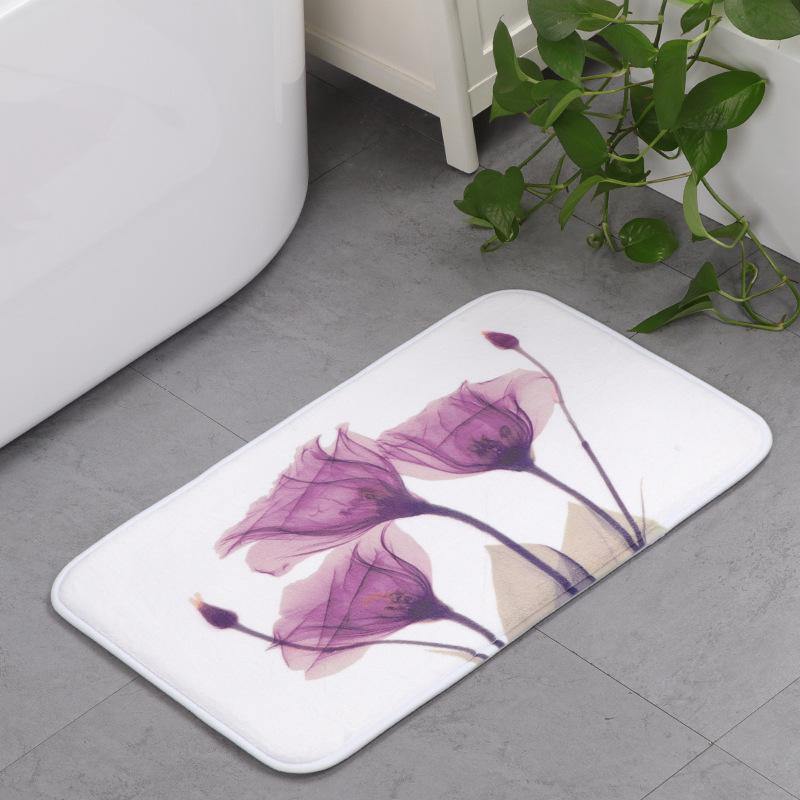 Memory Foam Chronic Rebound 3D Printing Lotus Absorbent Non-slip Mat Lotus Flowers Pattern Home Children's Room Floor Cushion Kitchen Area Rugs Bathroom Carpets - MRSLM