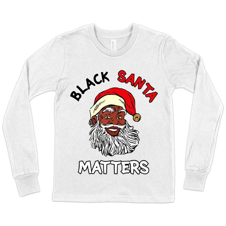 Kids' Black Santa Matters Long Sleeve T-Shirt - Black Christmas T-Shirts - MRSLM