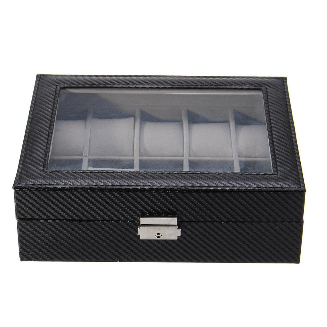 Leather Watch Jewelry Display Storage Holder Case 10 Grids Box Desktop Organizer - MRSLM