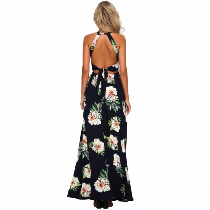 Women's Floral Printed Sleeveless Long Dress