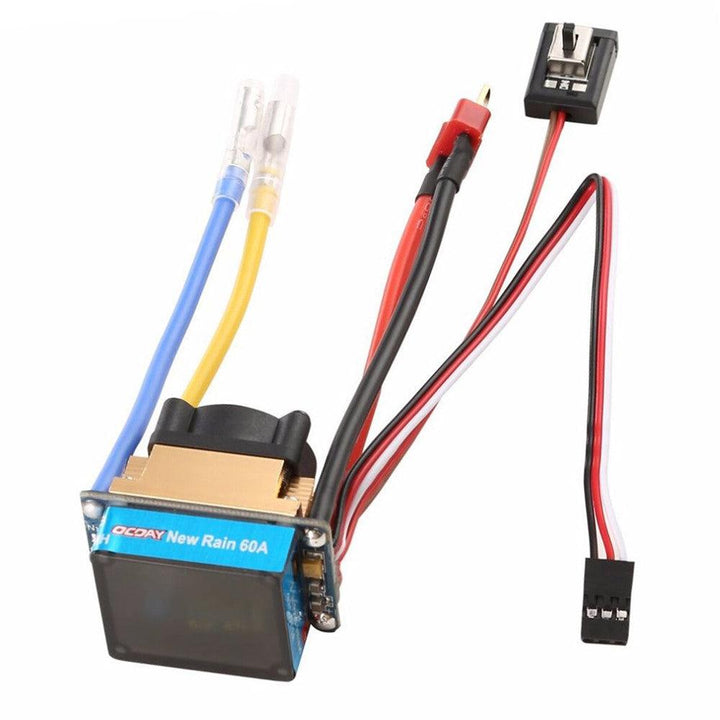 Waterproof Brushed ESC 60A 3S with Fan 5V 3A BEC T-Plug for 1/10 RC Car Vehicles Model Parts - MRSLM