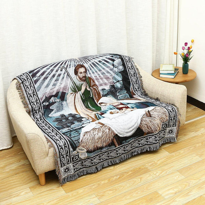 Folding Decorative Blanket Knit Tapestry Prayer Carpet Middle East Sofa Towel for Home Textiles - MRSLM