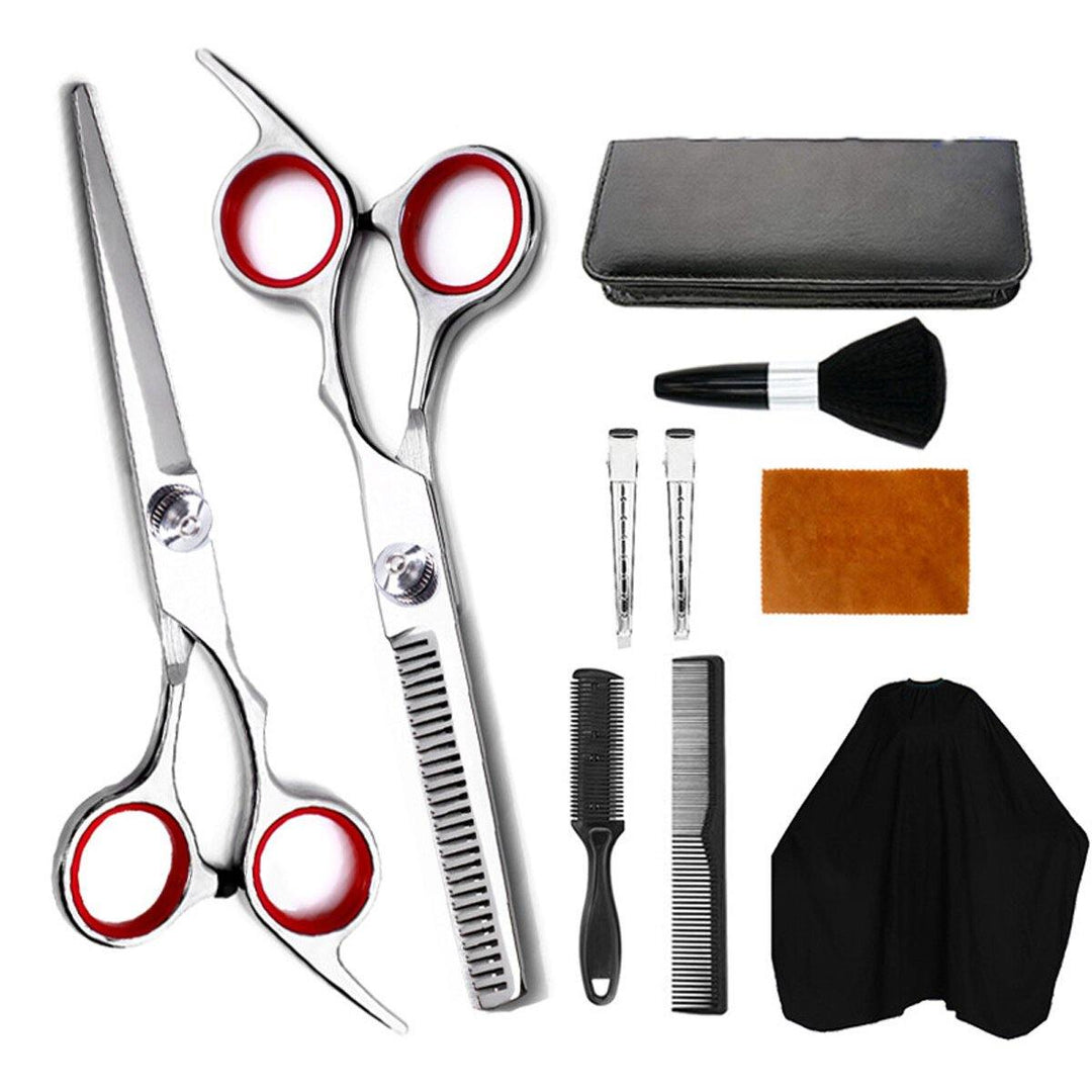 10PCS Barber Hair Cutting Thinning Scissors Shears Set Salon Hair Trimmer Pro Hairdressing Tool - MRSLM