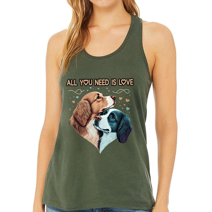 Dog Love Women's Racerback Tank - Cute Couple Tank Top - Art Workout Tank - MRSLM