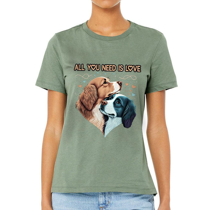 Dog Love Women's T-Shirt - Cute Couple T-Shirt - Art Relaxed Tee - MRSLM