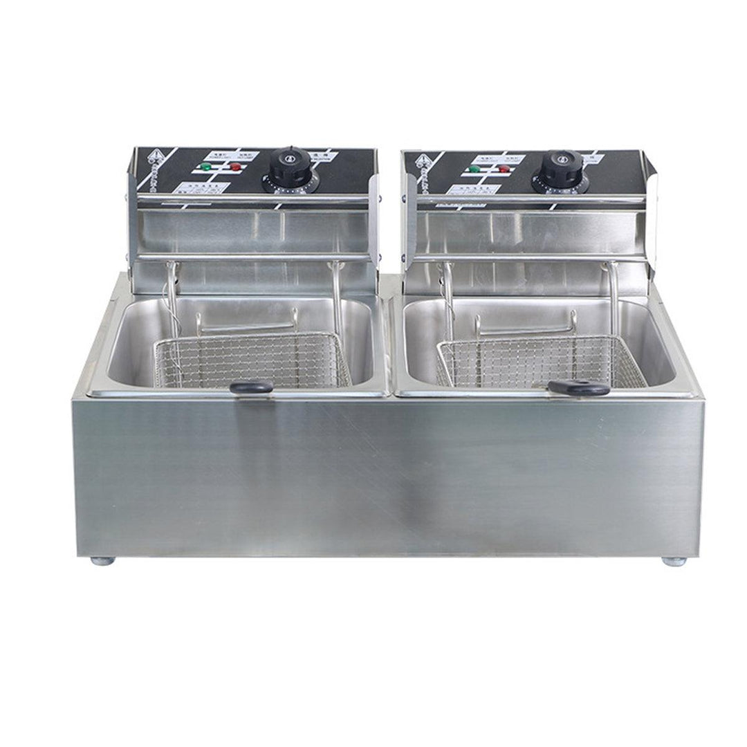 220V Deep Fryer Twin Frying Basket Chip Cooker Chef Electric Commercial Electric Fryer Pan Kitchen Appliances - MRSLM