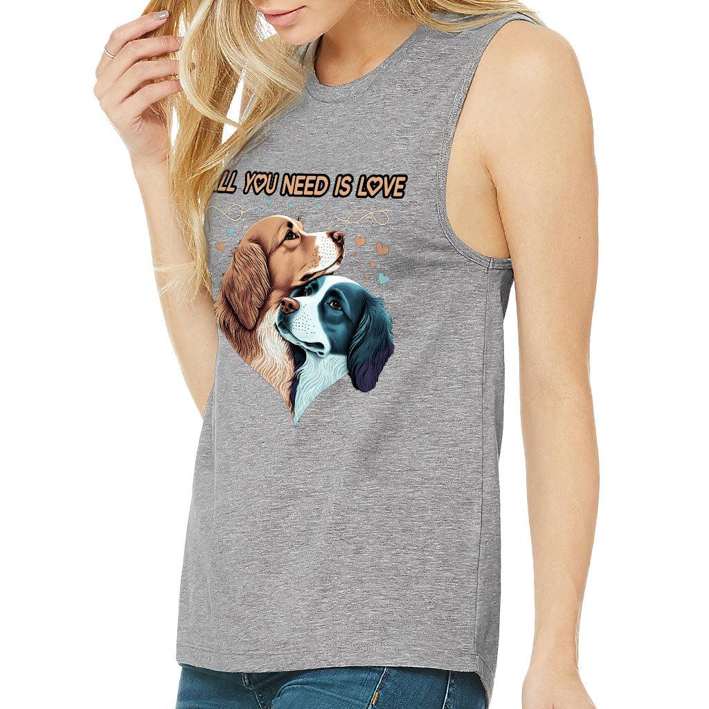 Dog Love Women's Muscle Tank - Cute Couple Tank Top - Art Workout Tank - MRSLM