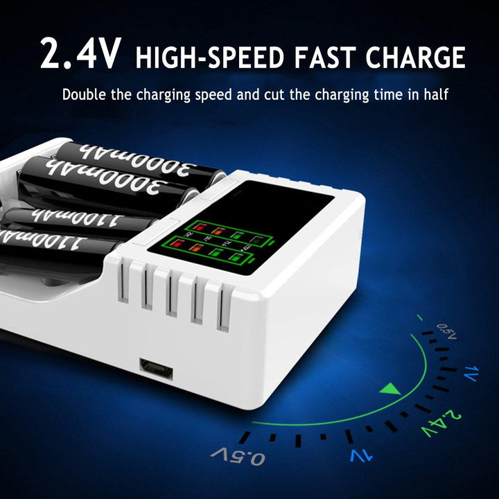 5V 1A 4 Slots USB Rechargeable Battery Charger Fast Charging For AA/AAA Battery - MRSLM