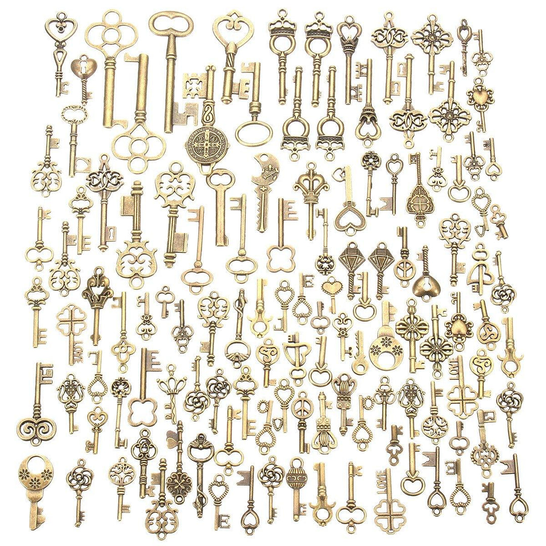 125Pcs Vintage Bronze Key For Pendant Necklace Bracelet DIY Handmade Accessories Decoration - MRSLM