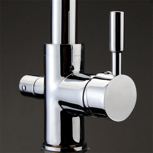 Dual Lever Kitchen 3 Way Water Filter Mixer Tap Sink Flow Modern Flexible Chrome Faucet - MRSLM