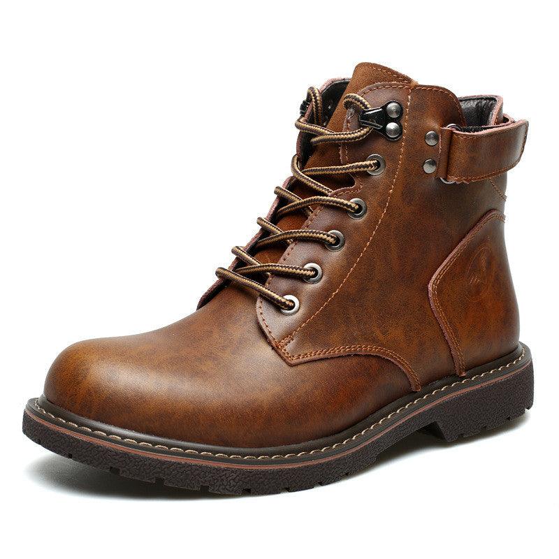 Fashion Men's Casual Mid-cut Leather Boots - MRSLM