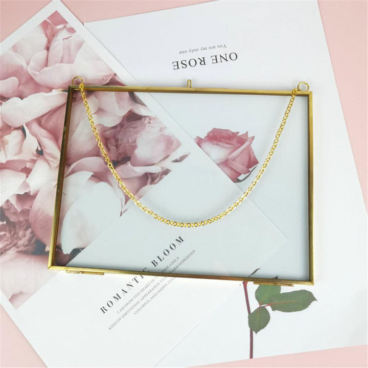 Aofei Iron Geometric Photo Frame Metal Transparent Glass Copper Photo Frame 4 Sizes Photo Album For Home Decoration - MRSLM