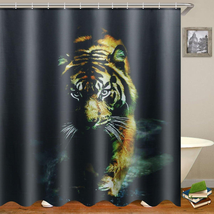 72"X 72" Wildlife Animal Nature Decor Tiger Bathroom Decor Shower Curtain with Plastic Shower Hooks - MRSLM