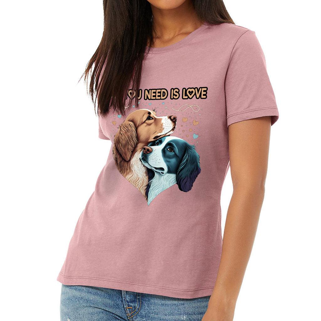 Dog Love Women's T-Shirt - Cute Couple T-Shirt - Art Relaxed Tee - MRSLM