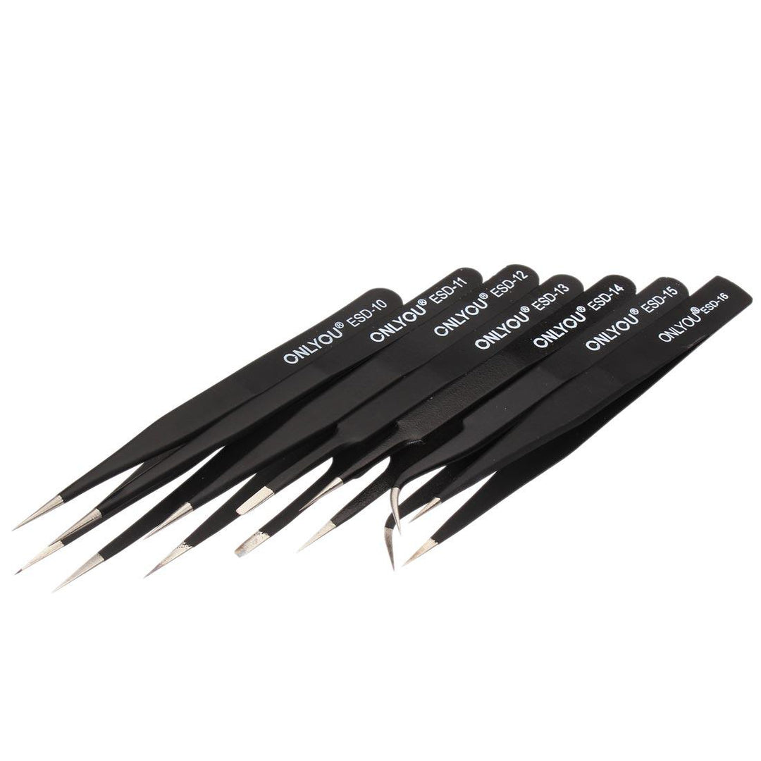 ONLYOU® ESD 7pcs BGA Precision Tweezer Set Anti Static Tweezers Stainless Tweezers - MRSLM