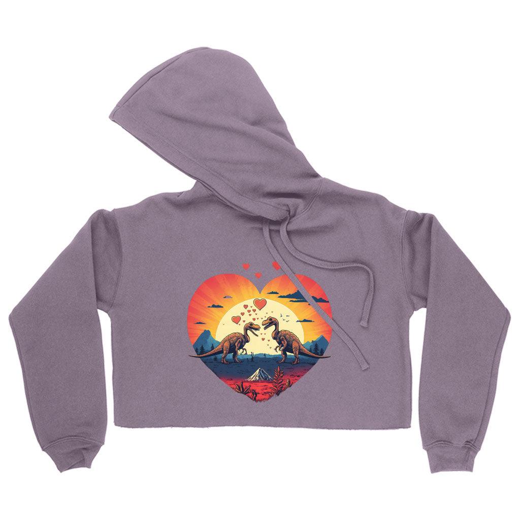 Cartoon Women's Cropped Hoodie - Dinosaur Themed Cropped Hoodie - Unique Hooded Sweatshirt - MRSLM