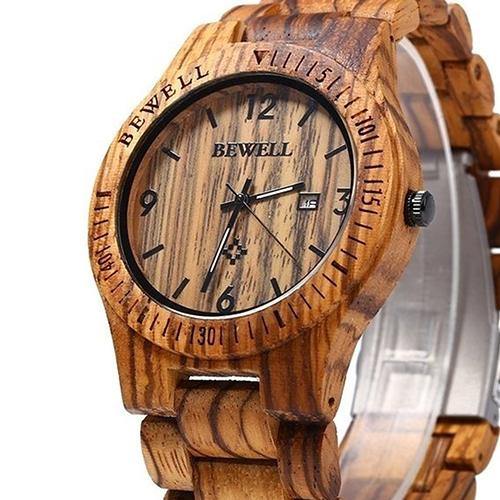 Men Luxury Natural Maple Wooden Handmade Quartz Movement Casual Wrist Watch - MRSLM