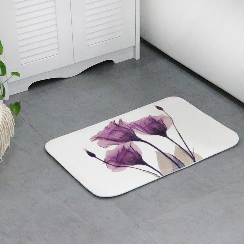 Memory Foam Chronic Rebound 3D Printing Lotus Absorbent Non-slip Mat Lotus Flowers Pattern Home Children's Room Floor Cushion Kitchen Area Rugs Bathroom Carpets - MRSLM