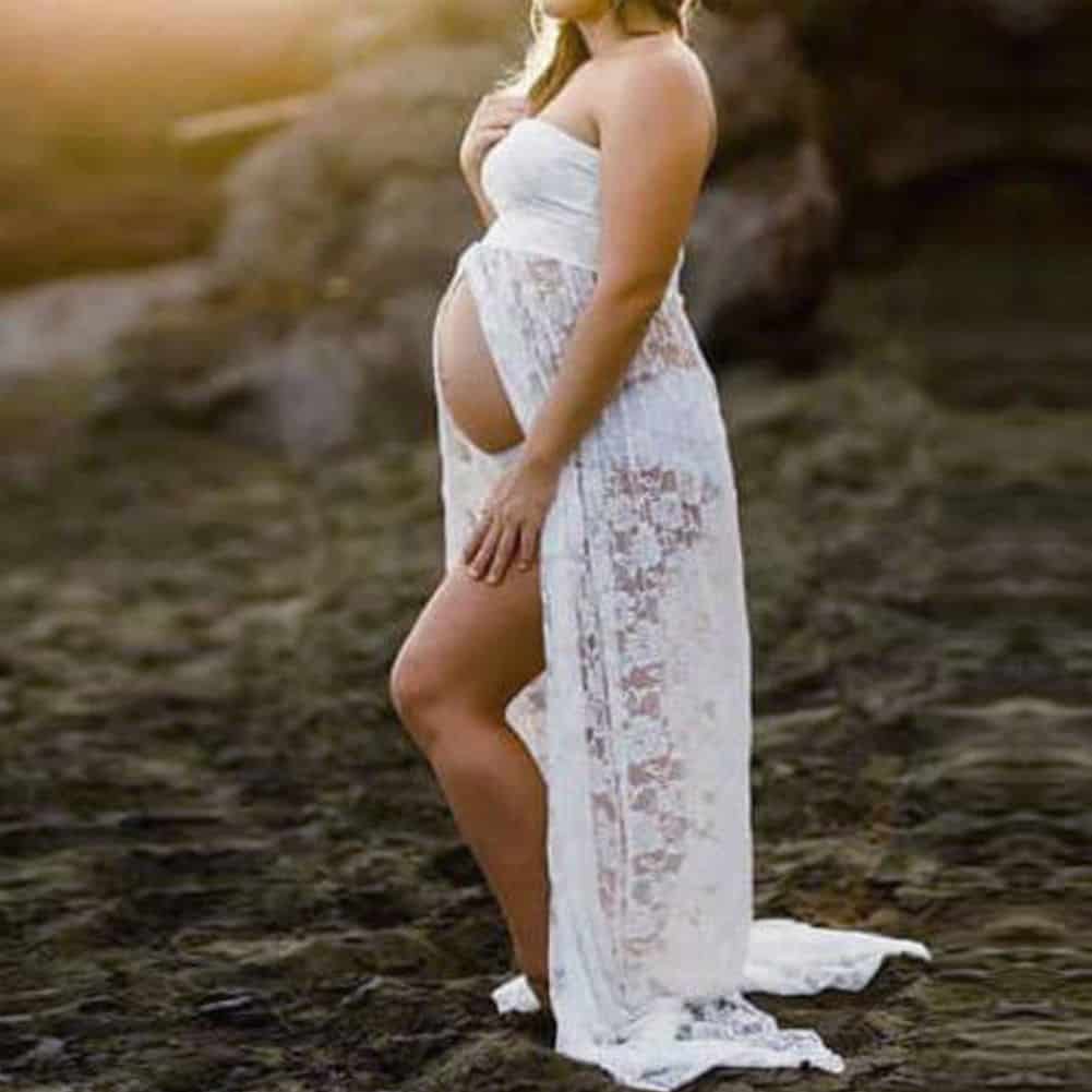 Women's Long Lace Maternity Dress