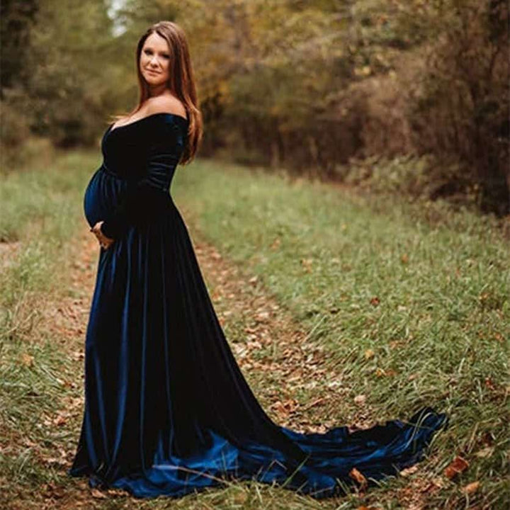 Velvet Maxi Long Maternity Dress