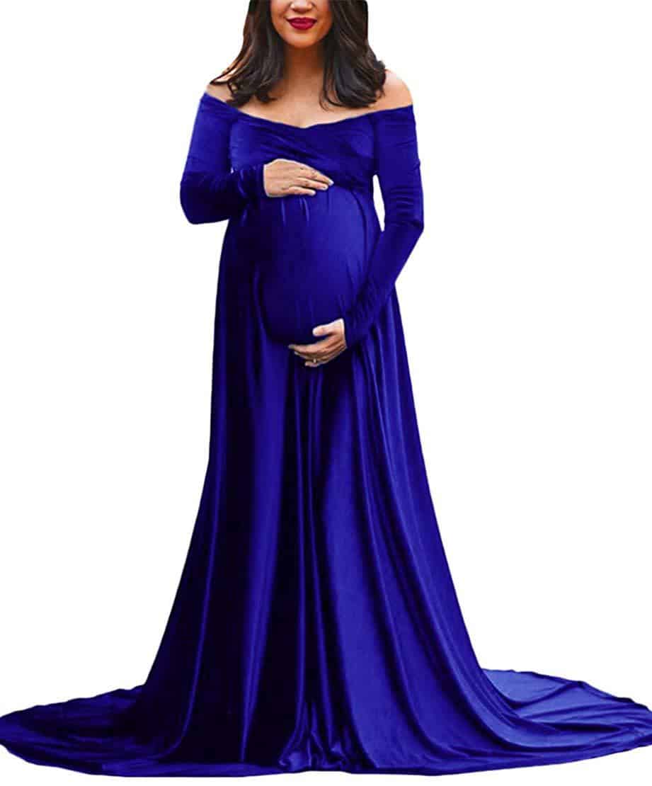 Velvet Maxi Long Maternity Dress