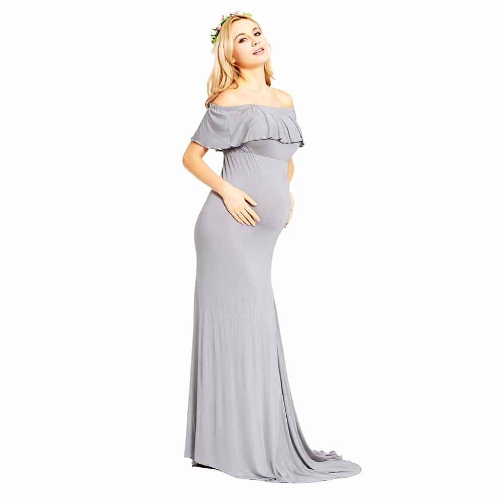 Elegant Maxi Maternity Dress with Ruffles